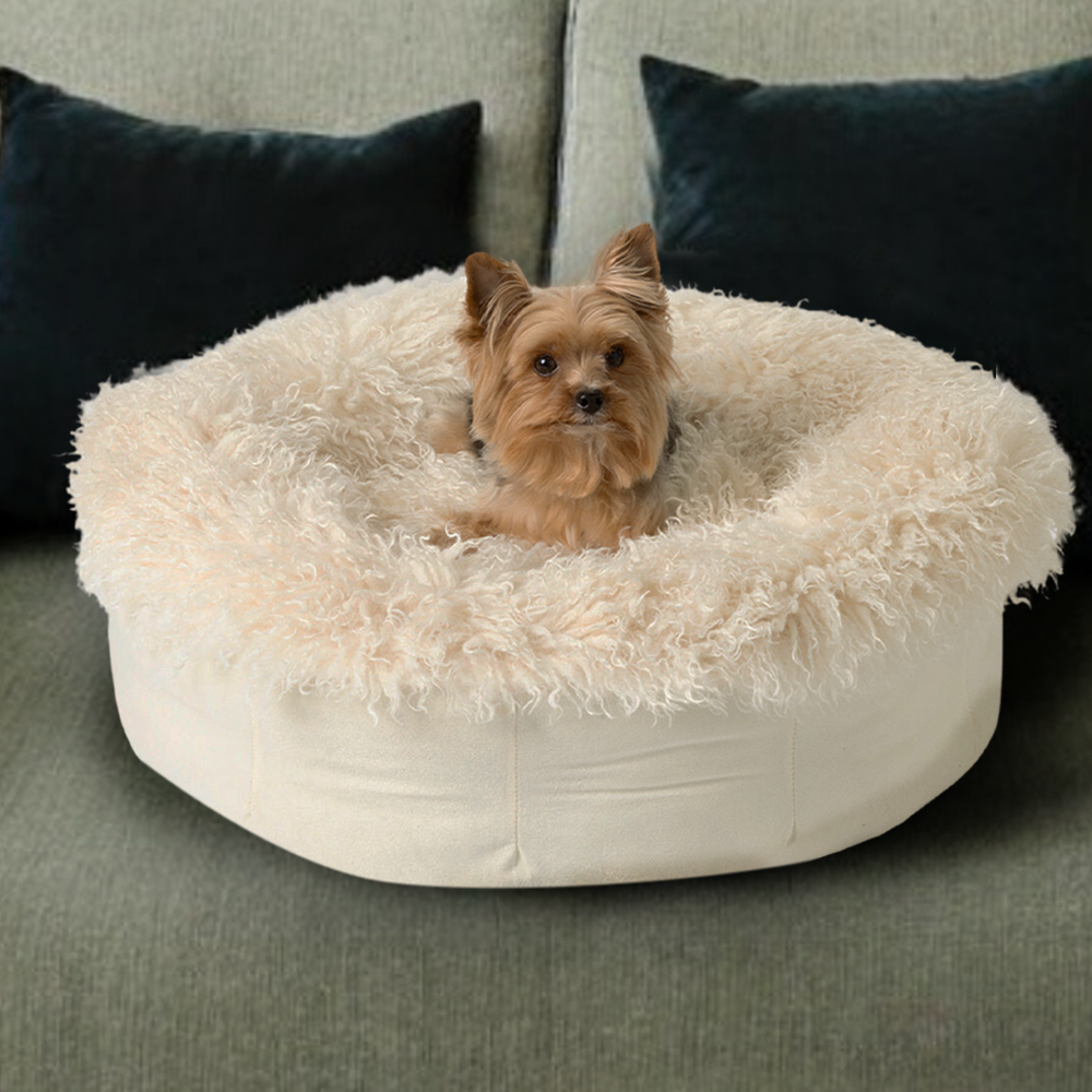 Dailypets Plush Sheep Faux Fur Donut Pet Bed