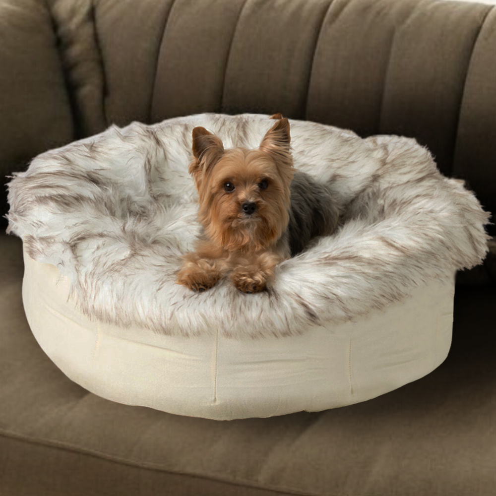 Dailypets Round Faux Fur Pet Bed for Curling Up