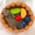 Dailypets Cozy Fruit Tart Cat Bed with Playful Plush Accents