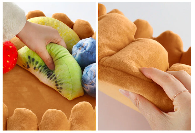 Dailypets Fruit Cushion Cat Bed, Plush Tart Nest for Naps and Play