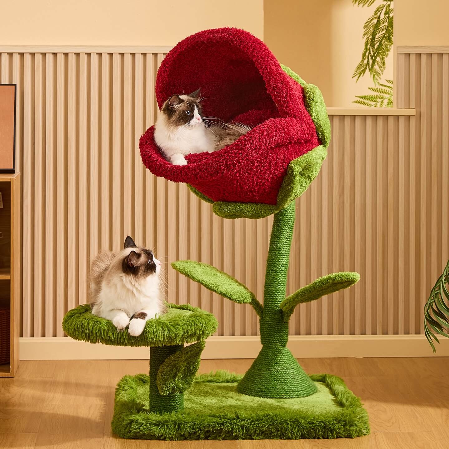 Dailypets Carnivorous Flower Cat Tree 41.7in Plush Cat Tower