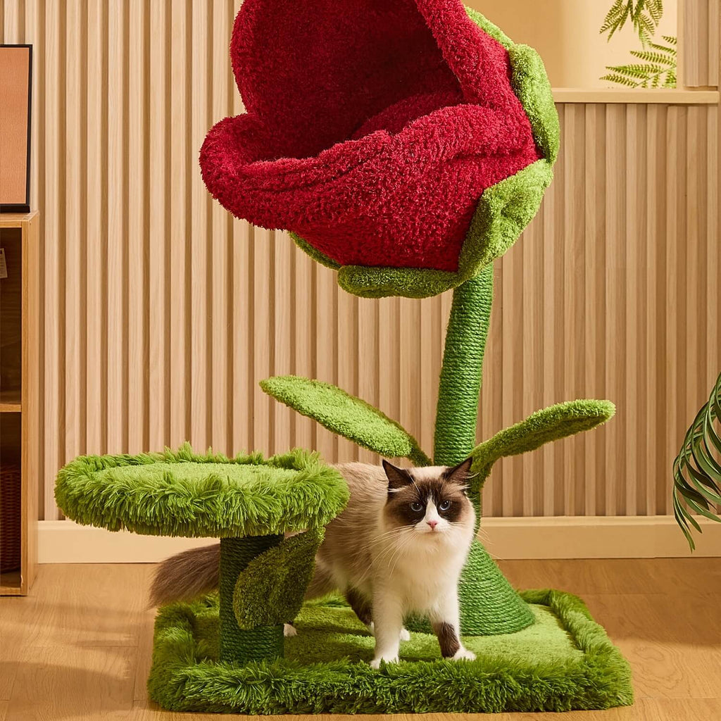 Dailypets Carnivorous Flower Cat Tree 41.7in Plush Cat Tower
