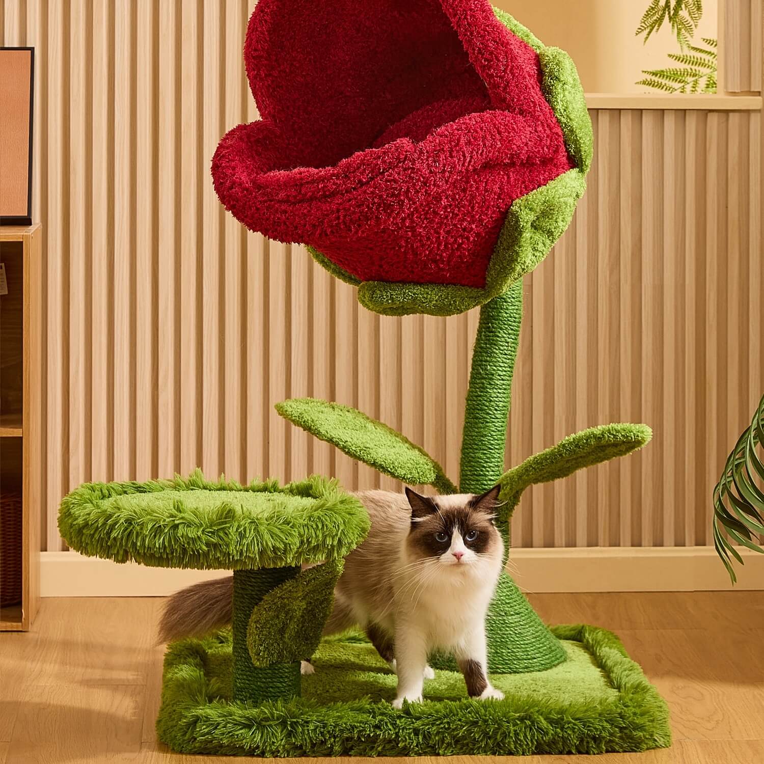 Dailypets Carnivorous Flower Cat Tree 41.7in Plush Cat Tower