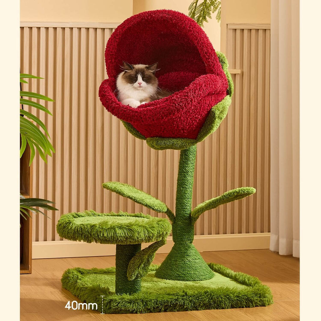 Dailypets Carnivorous Flower Cat Tree 41.7in Plush Cat Tower