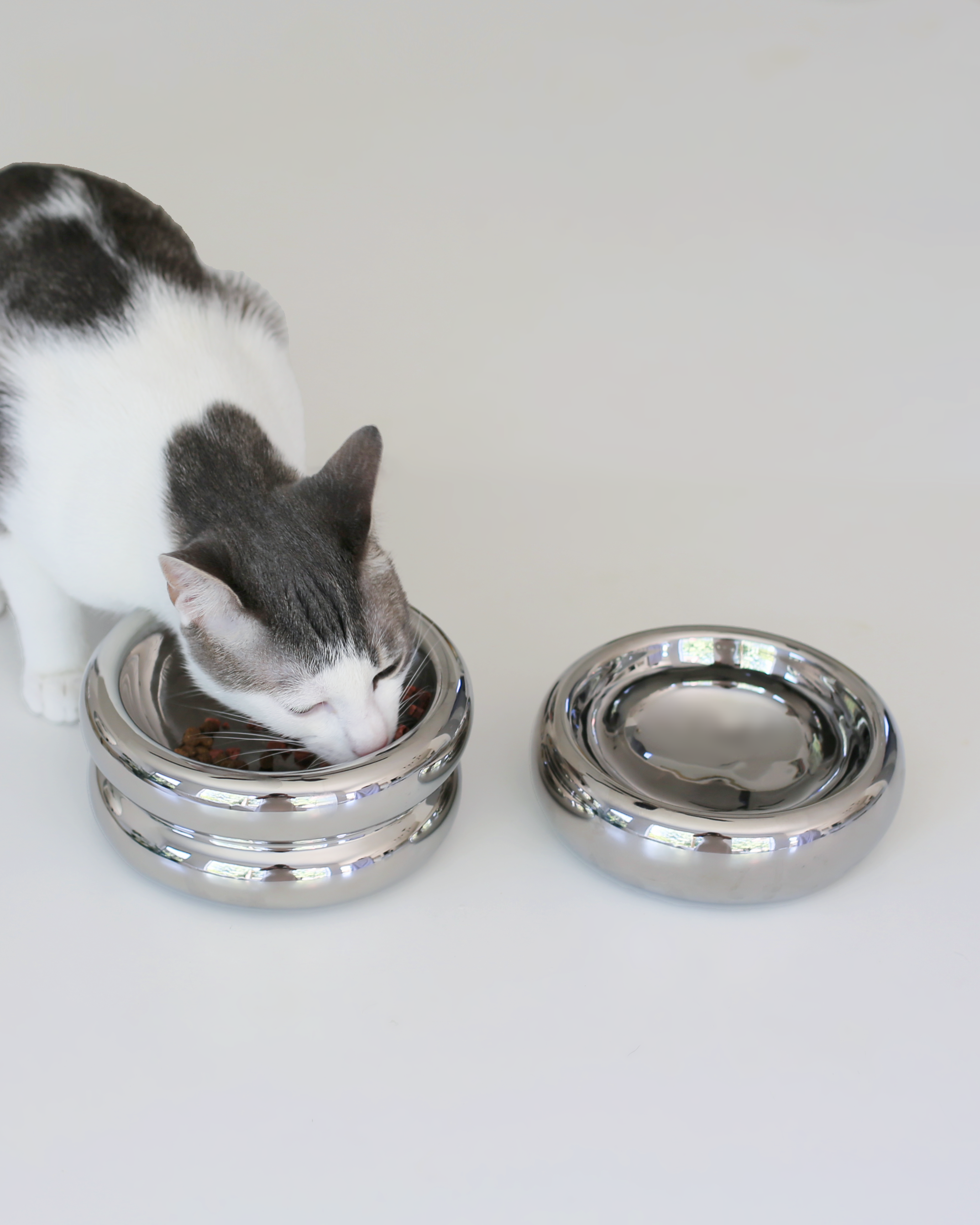 Dailypets Chrome Ceramic Cat Dining Station