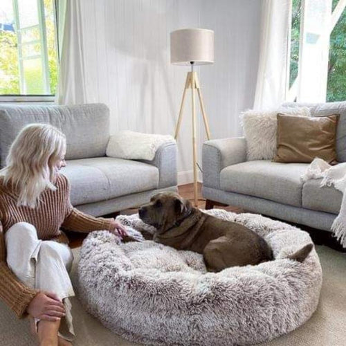 Dailypets Anxiety Relieving Dog Bed, Fluffy Donut Bed with Anti-Slip Bottom