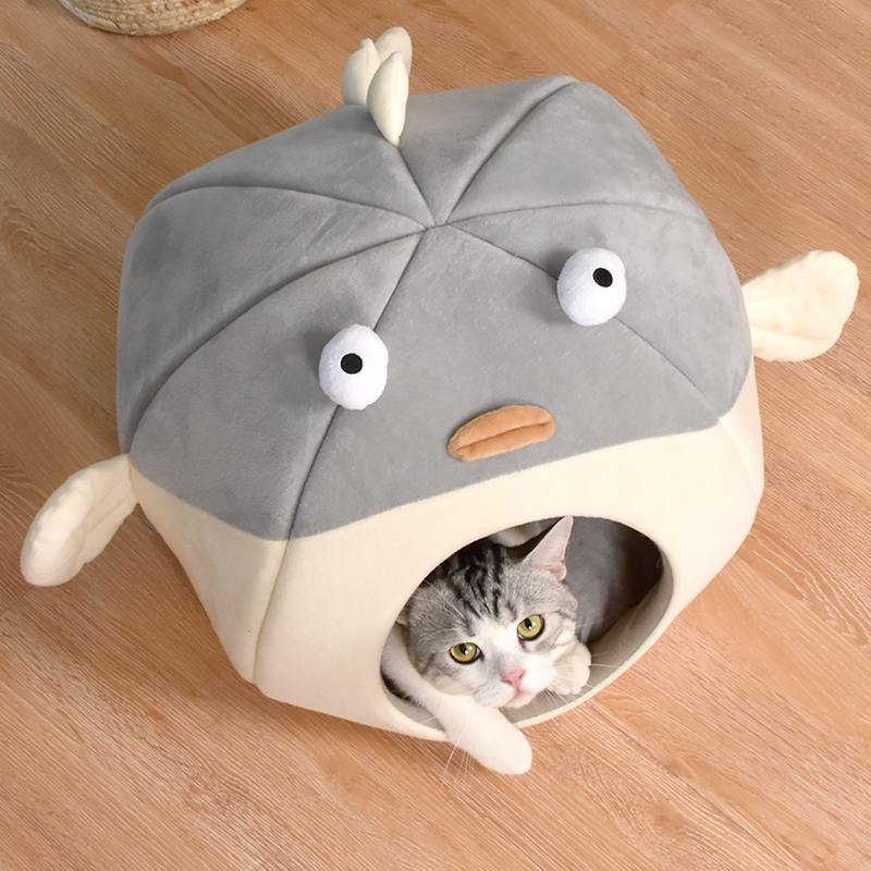 Dailypets Ocean-Inspired Cat Cave – Soft Fish-Shaped Hideout
