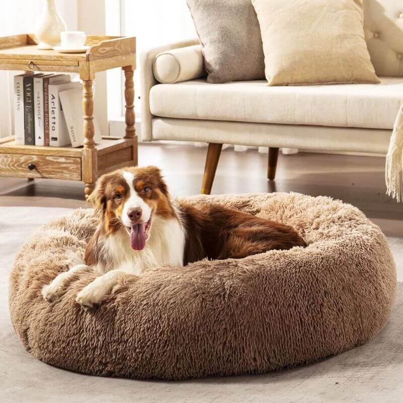 Dailypets Anxiety Relieving Dog Bed, Fluffy Donut Bed with Anti-Slip Bottom
