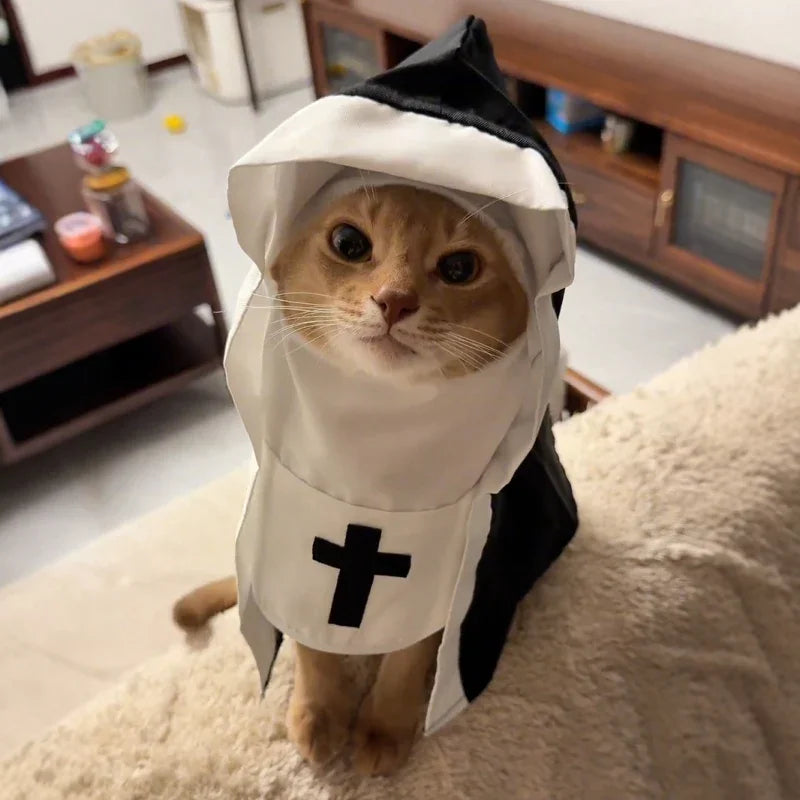 Dailypets Monastic-Inspired Cat Costume for Photo Sessions and Dress-Up