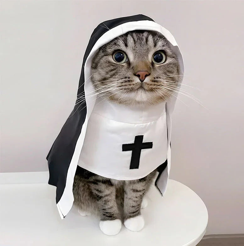 Dailypets Monastic-Inspired Cat Costume for Photo Sessions and Dress-Up