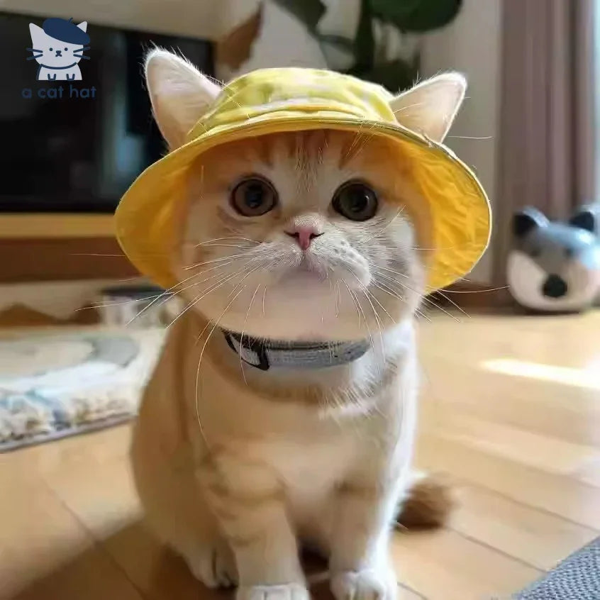 Dailypets Summer Sun Hat for Cats with Adjustable Chin Strap
