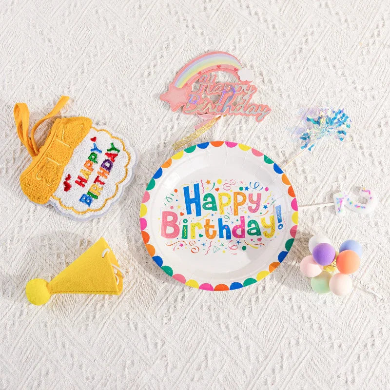 Dailypets Pet Birthday 7-Piece Party Set with Hat, Collar and Decorations