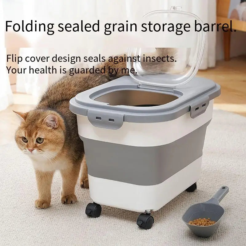 Dailypets Pet Kibble Storage Box – Foldable Container with Clear Lid