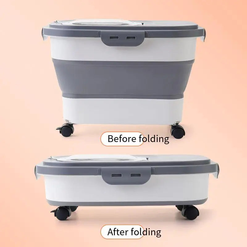 Dailypets Pet Kibble Storage Box – Foldable Container with Clear Lid