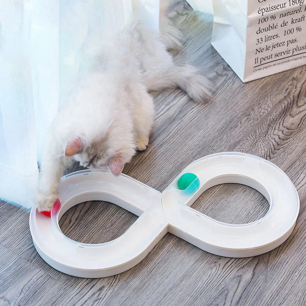 Dailypets Interactive Figure-8 Ball Track Toy for Cats with Rolling Ball Activity
