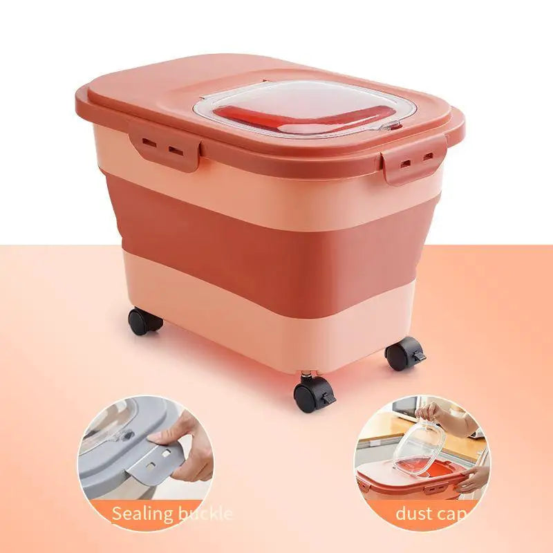 Dailypets Pet Kibble Storage Box – Foldable Container with Clear Lid