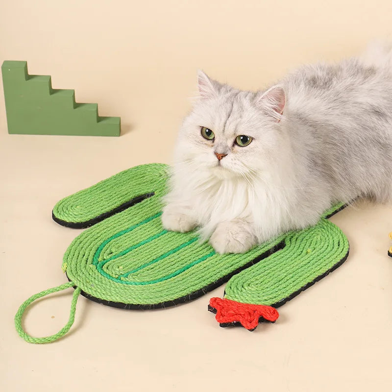 Dailypets Hanging Sisal Scratching Mat for Cats with Decorative Cactus Style Design