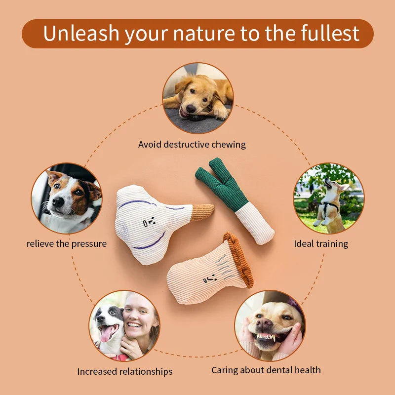 Dailypets Plush Squeaky Dog Toy Vegetable Shape Chew Toy