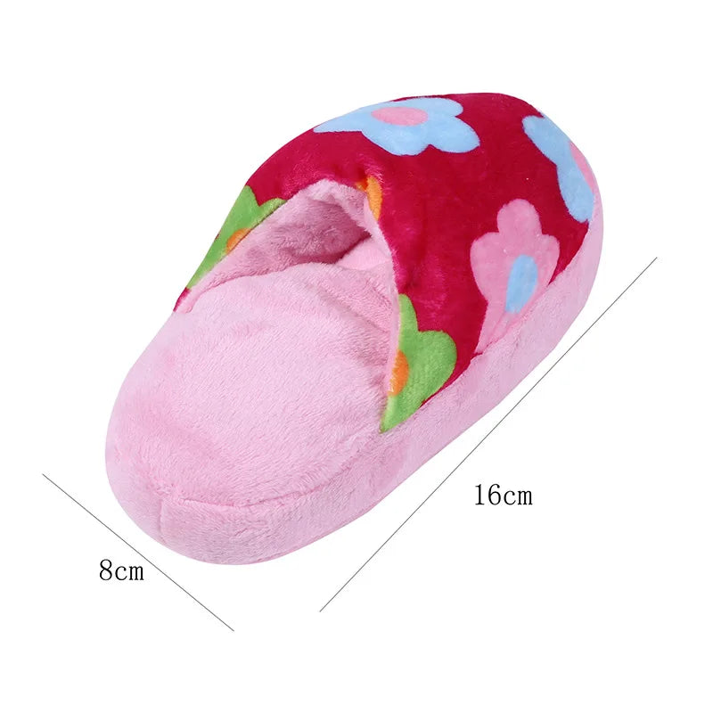 Dailypets Plush Squeaky Dog Toy Cute Slipper Fetch Toy