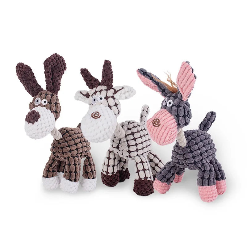 Dailypets Plush Squeaky Dog Toy Corduroy Plush for Dogs