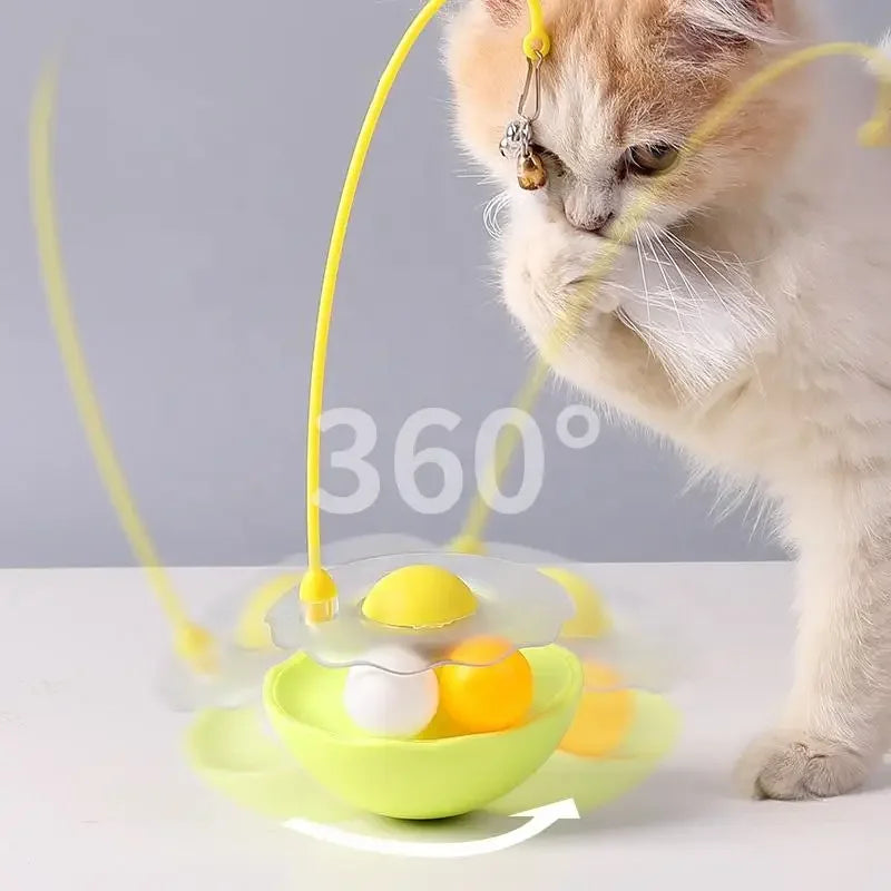 Dailypets Interactive Wobble Toy for Pets with Rotating Track and Feather Play Design