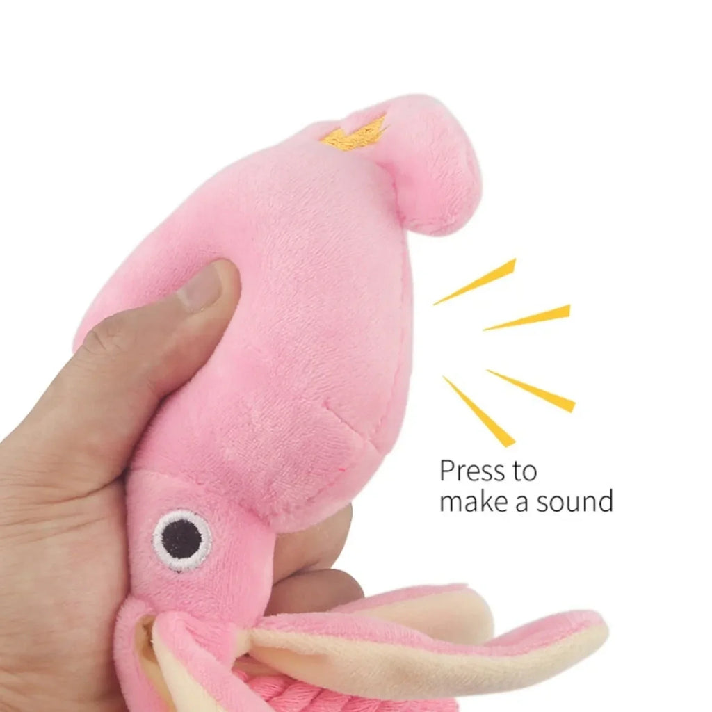 Dailypets Plush Squeaky Dog Toy Pink Squid Comfort Toy