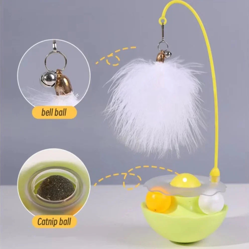 Dailypets Multi-Activity Wobble Cat Toy with Feather Teaser & Rolling Ball Track