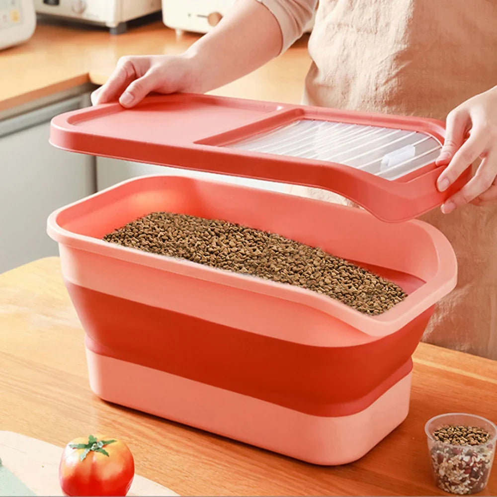 Dailypets Pet Kibble Storage Box – Foldable Container with Clear Lid