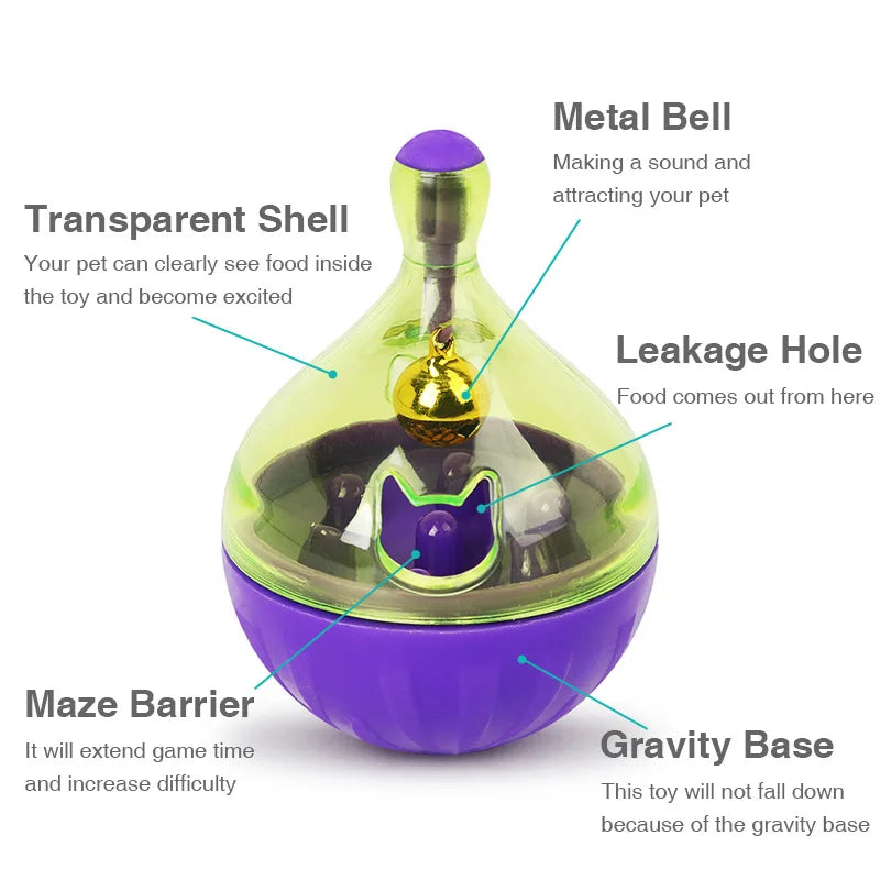 Dailypets Interactive Pet Treat Dispenser with Self-Balancing Tumbler Puzzle Design