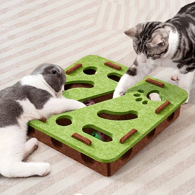 Dailypets Interactive Felt Puzzle Box for Cats with Maze Tunnel & Bell Ball Activity