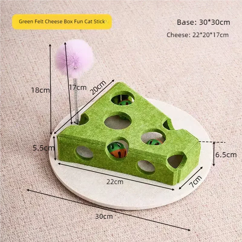 Dailypets Felt Cat Puzzle Toy with Cheese Design for Indoor Hunting & Enrichment