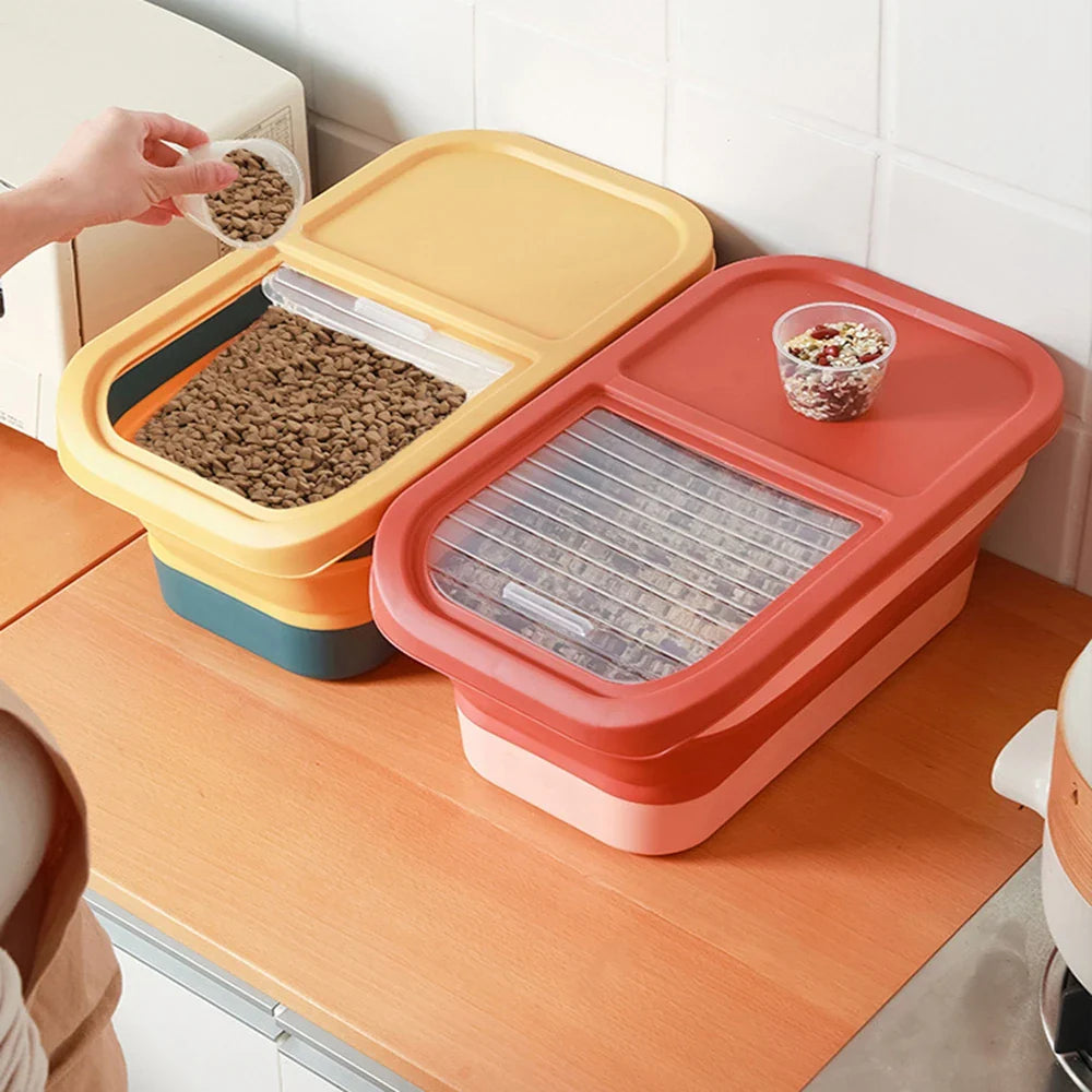 Dailypets Pet Kibble Storage Box – Foldable Container with Clear Lid
