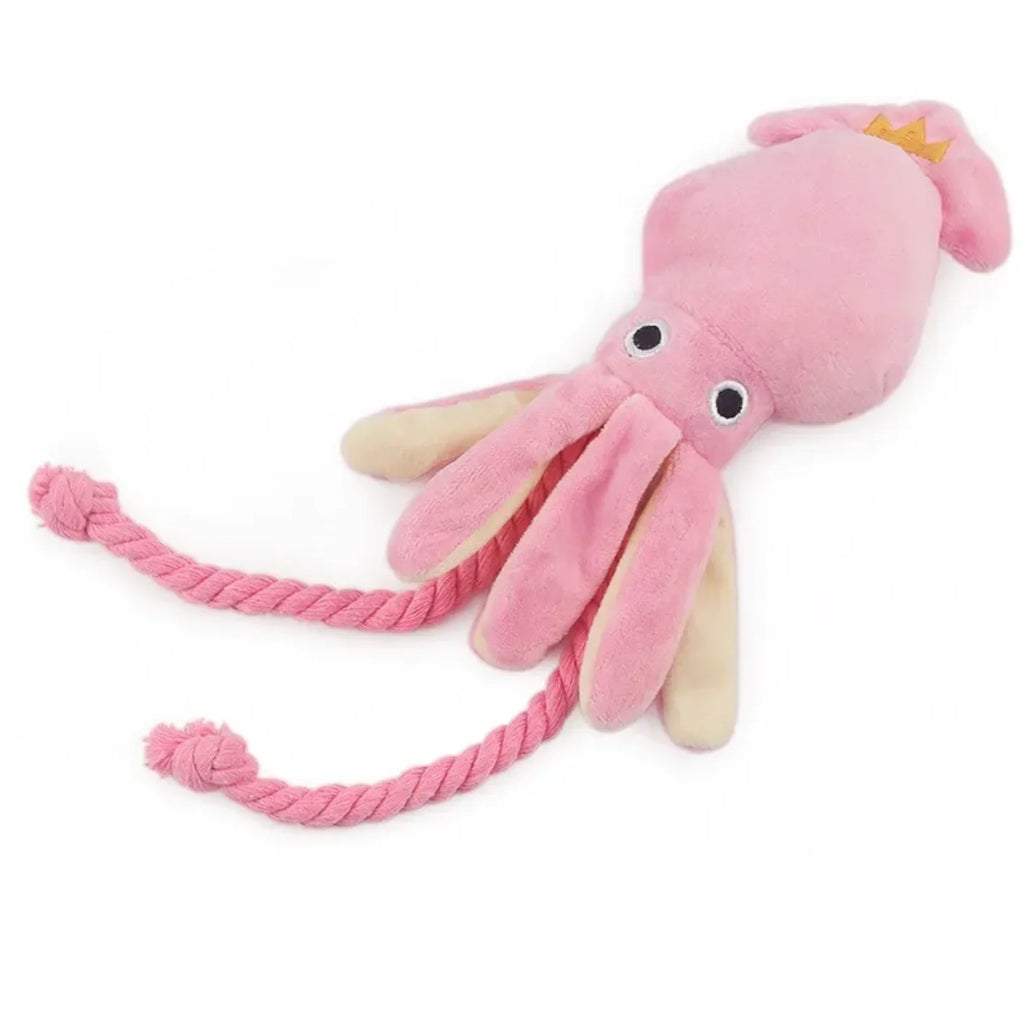 Dailypets Plush Squeaky Dog Toy Pink Squid Comfort Toy
