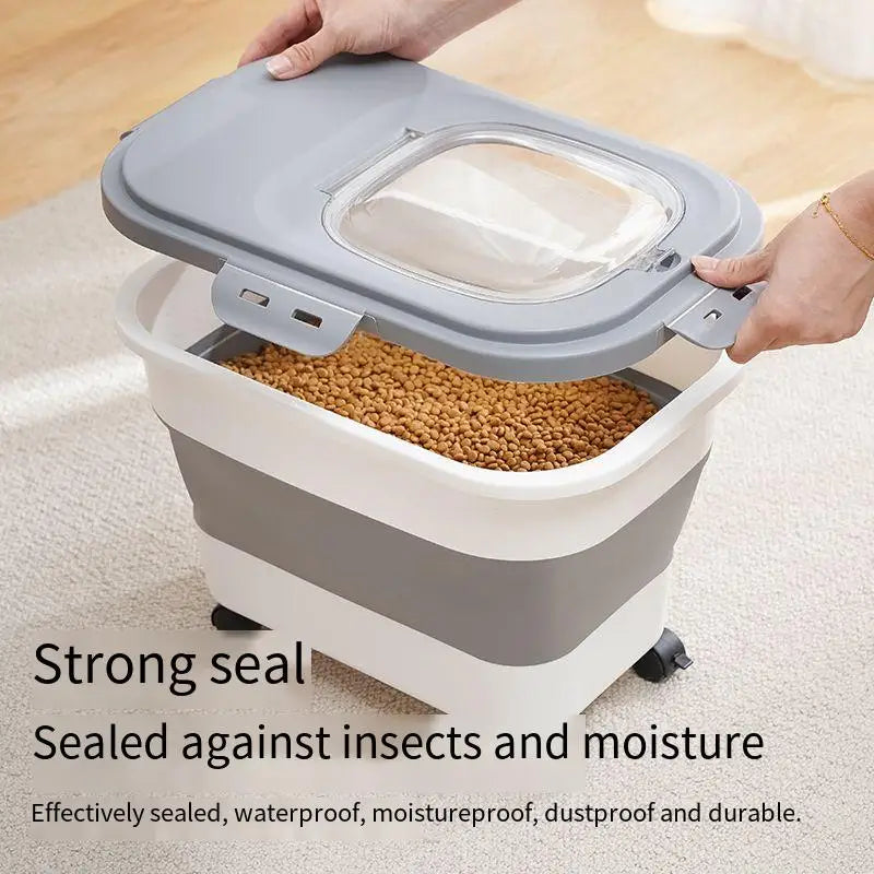 Dailypets Pet Kibble Storage Box – Foldable Container with Clear Lid