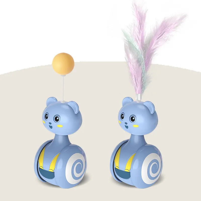 Dailypets Interactive Wobble Cat Toy with Feather Teaser & Self-Righting Base