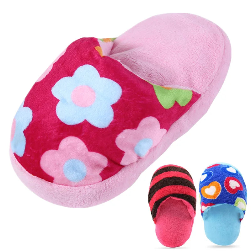 Dailypets Plush Squeaky Dog Toy Cute Slipper Fetch Toy