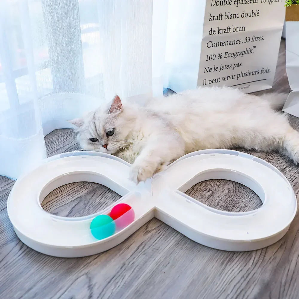 Dailypets Interactive Figure-8 Ball Track Toy for Cats with Rolling Ball Activity