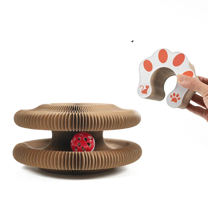 Dailypets Round Cardboard Scratcher for Pets with Rolling Ball Track and Resting Area