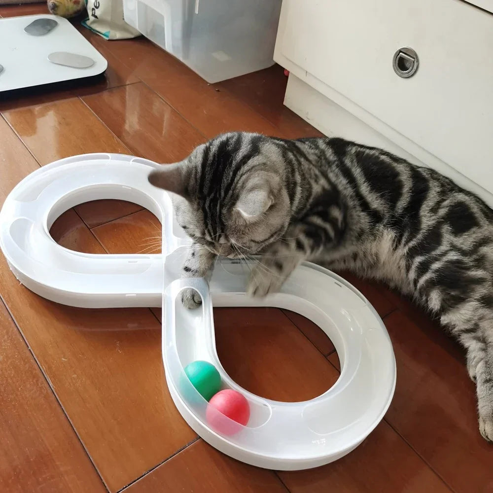 Dailypets Interactive Figure-8 Ball Track Toy for Cats with Rolling Ball Activity