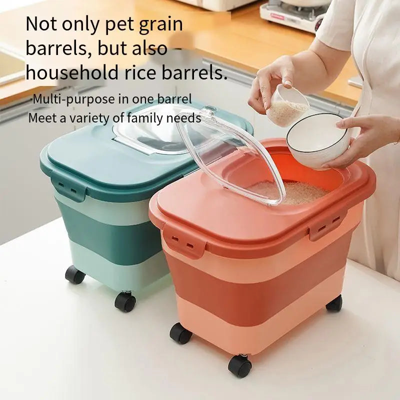 Dailypets Pet Kibble Storage Box – Foldable Container with Clear Lid