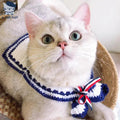 Dailypets Sailor Cat Collar with Knitted Bow for Everyday Dress-Up
