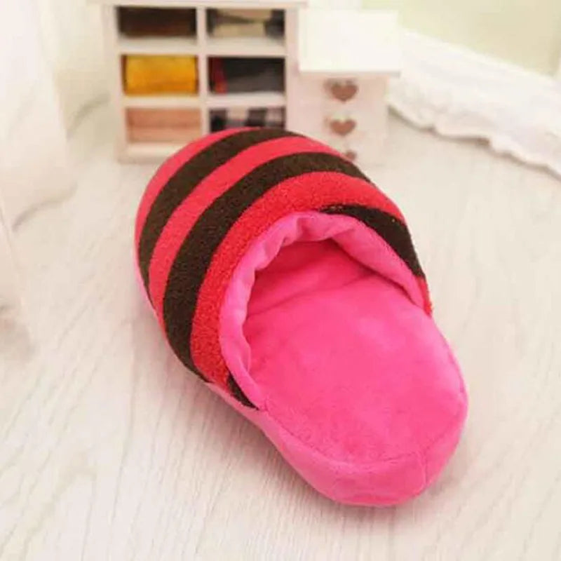 Dailypets Plush Squeaky Dog Toy Cute Slipper Fetch Toy