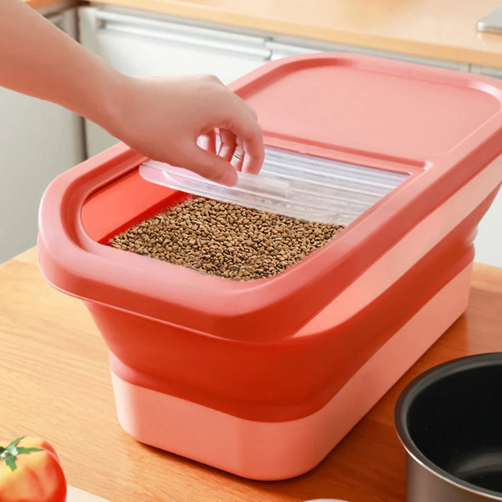 Dailypets Pet Kibble Storage Box – Foldable Container with Clear Lid