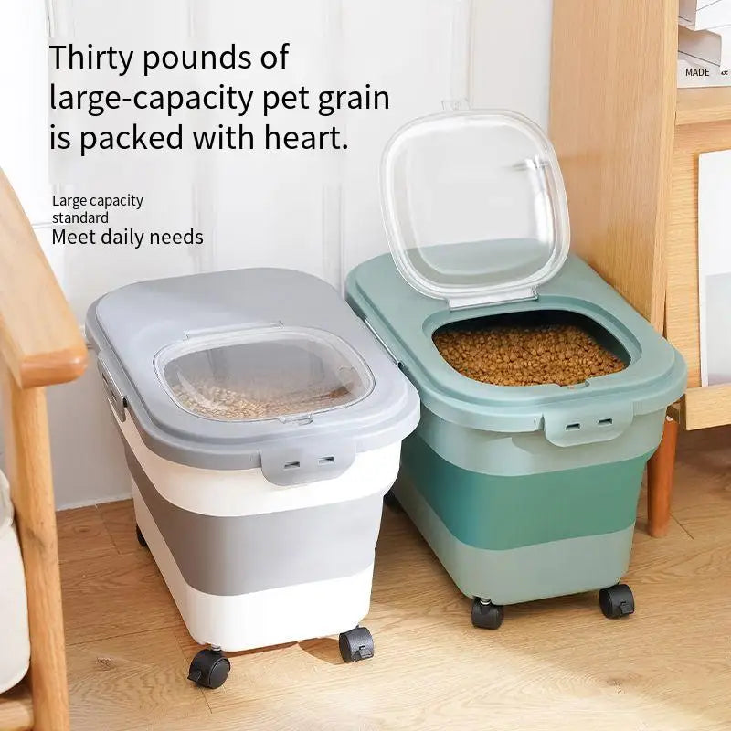 Dailypets Pet Kibble Storage Box – Foldable Container with Clear Lid