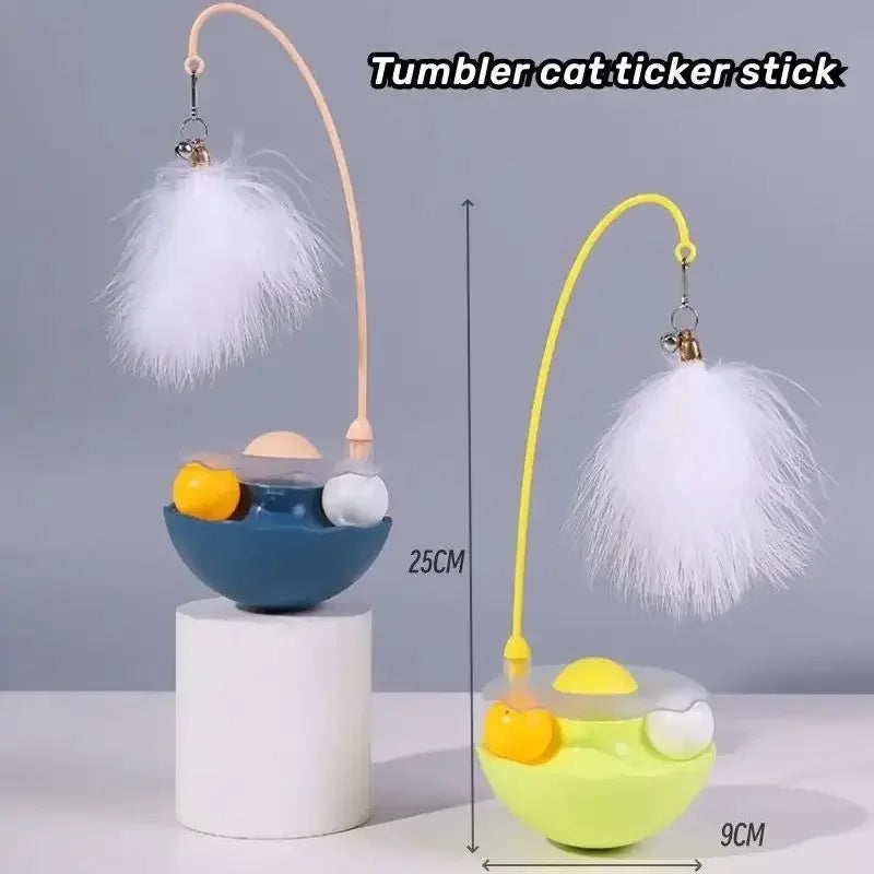 Dailypets Interactive Wobble Toy for Pets with Rotating Track and Feather Play Design
