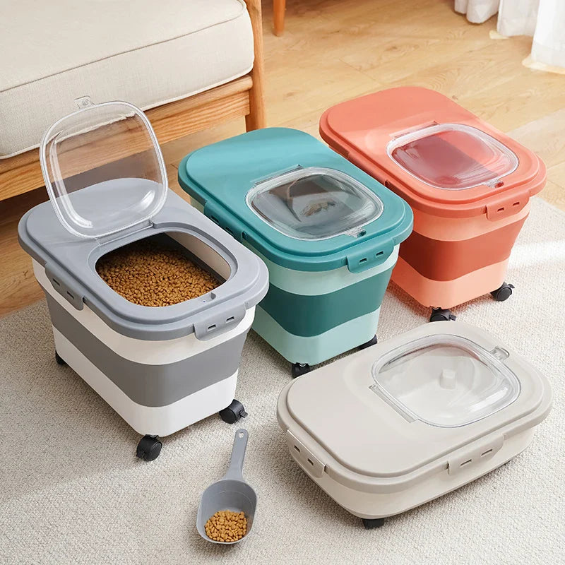 Dailypets Pet Kibble Storage Box – Foldable Container with Clear Lid