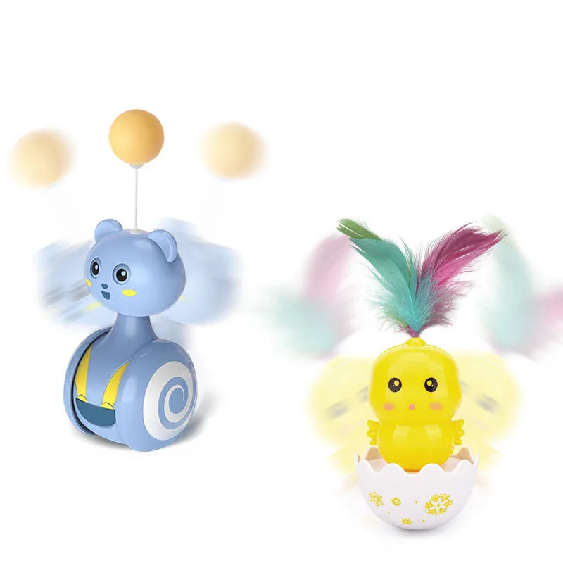 Dailypets Interactive Wobble Cat Toy with Feather Teaser & Self-Righting Base