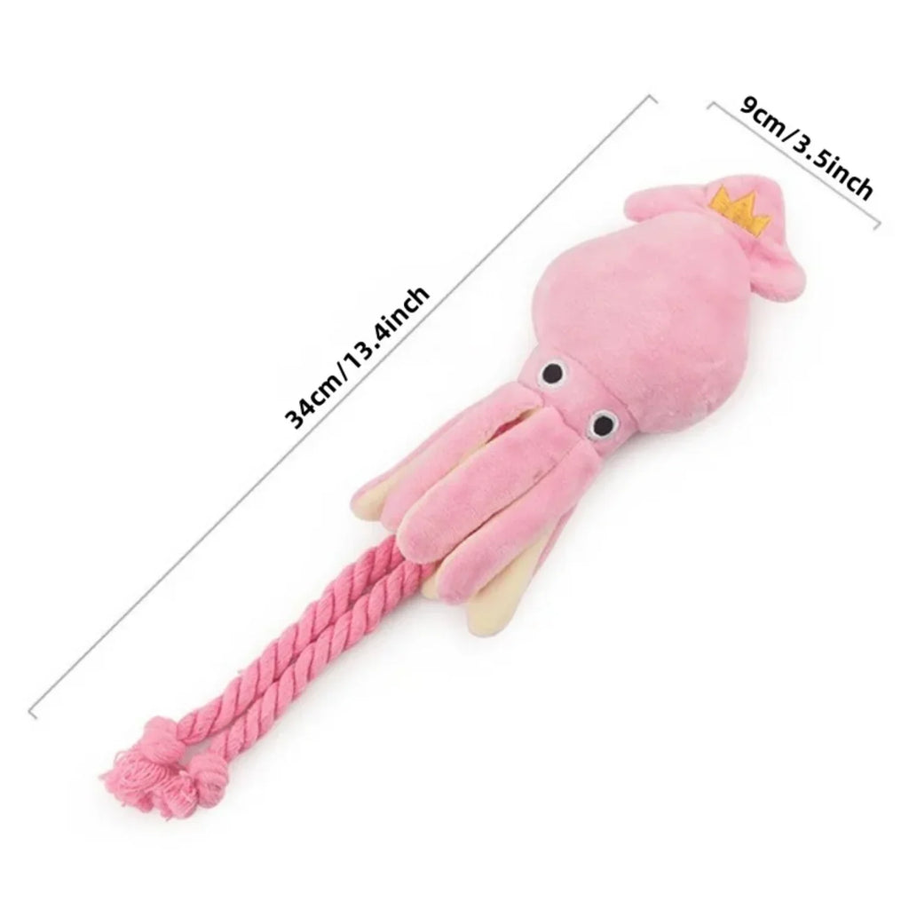 Dailypets Plush Squeaky Dog Toy Pink Squid Comfort Toy
