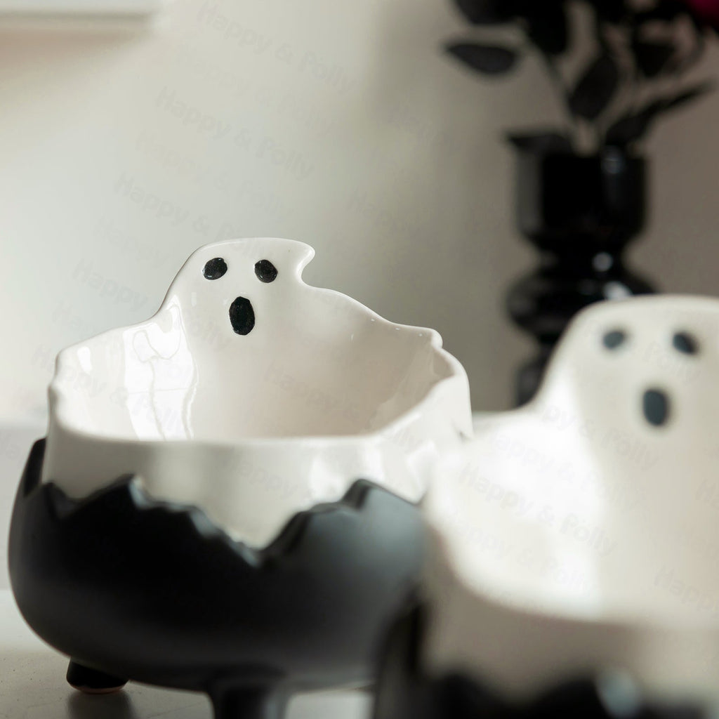 Dailypets Ceramic Cat Bowl Gothic Ghost Pet Food Bowl
