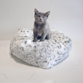 Dailypets Snow Leopard Plush Pouf Cat Bed Soft Faux Fur Lounger